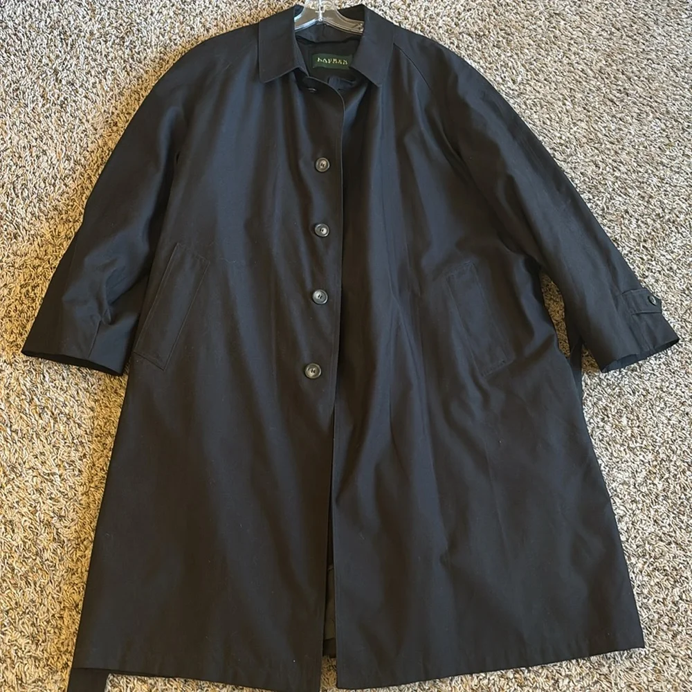 Lauren‎ Ralph Lauren Men’s Black Tie Belted Trench Coat Size 48